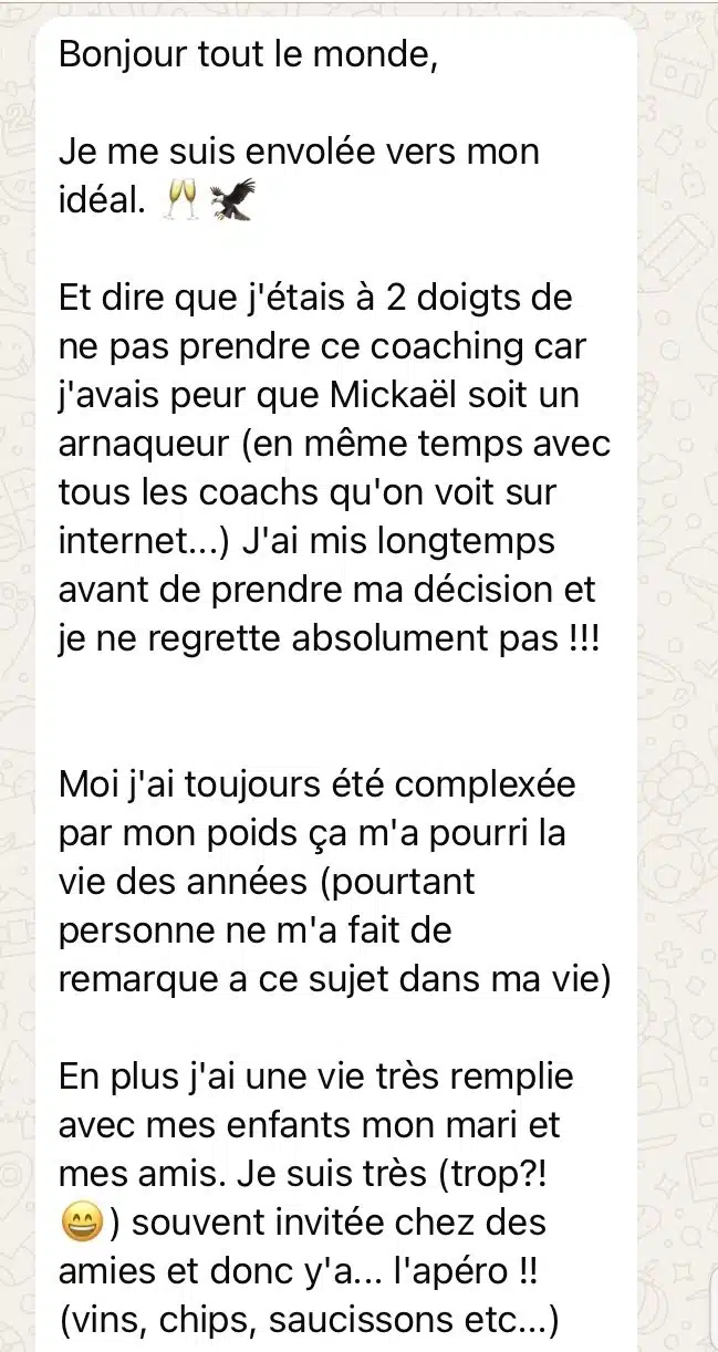 Première partie du témoignage d'Emilie exprimant ses débuts et son évolution positive grâce au coaching perte de poids en ligne MT7P.