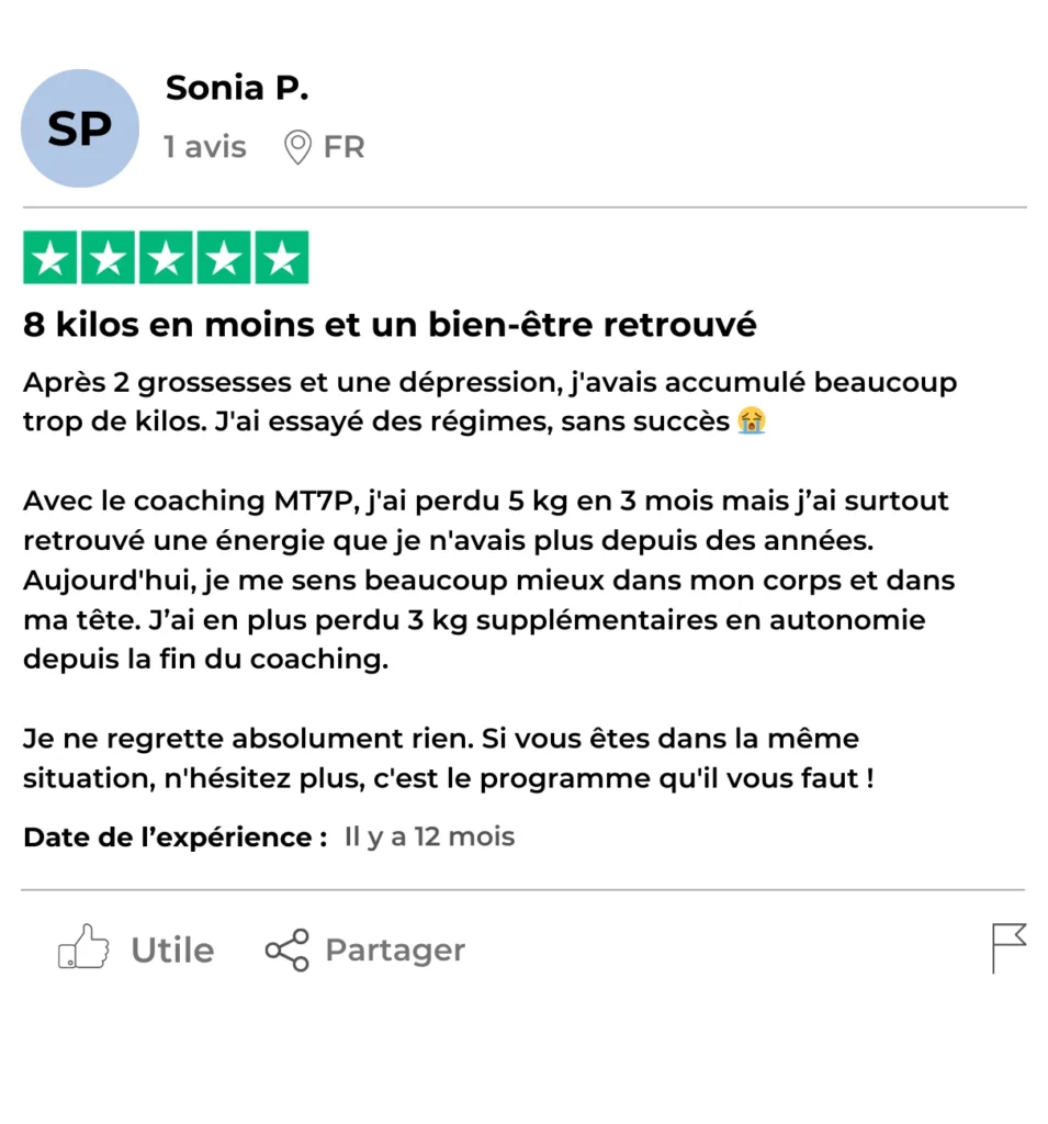 Témoignage de Sonia P. sur ses résultats avec MT7P.