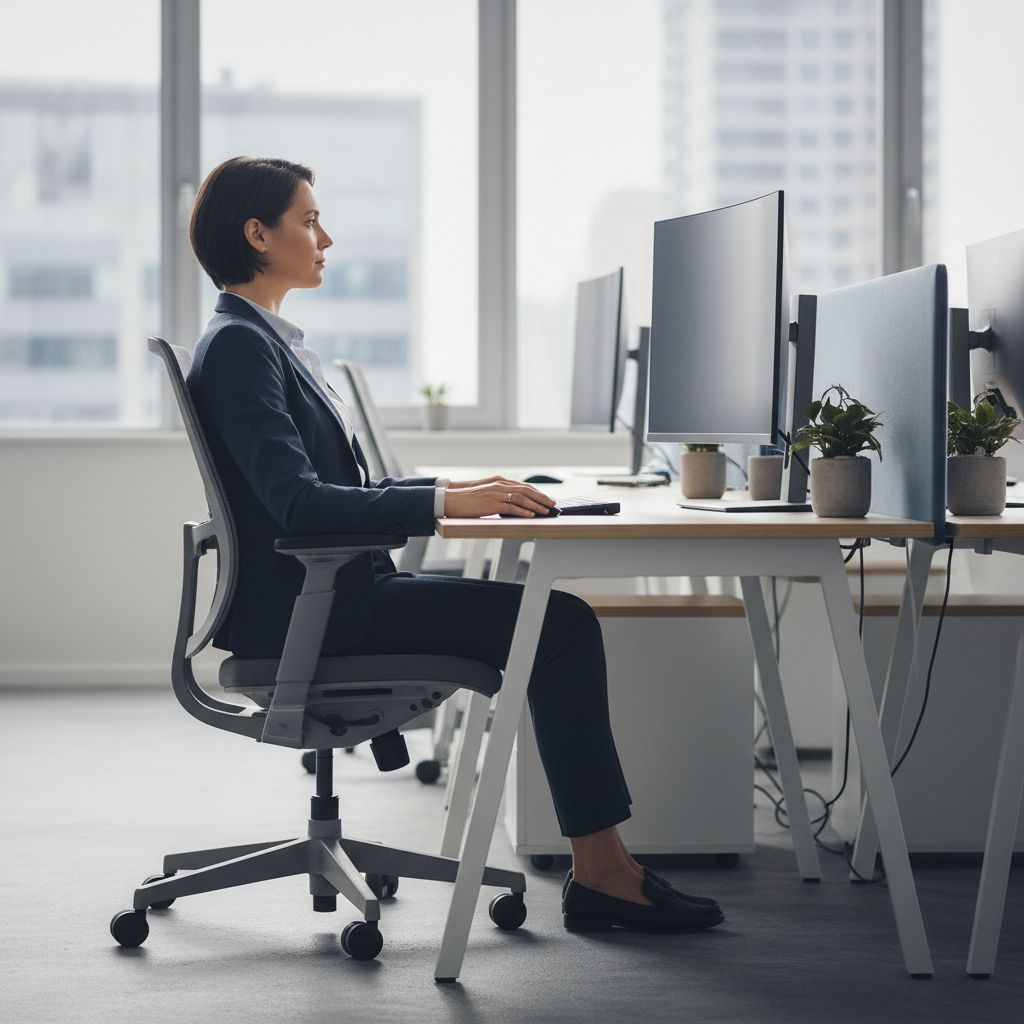position assise au bureau correcte pour prévenir le mal de dos et les tensions