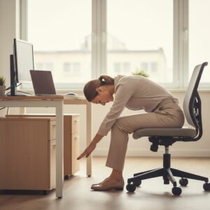 exercice bureau mal de dos avec étirement des lombaires assis pour soulager le bas du dos