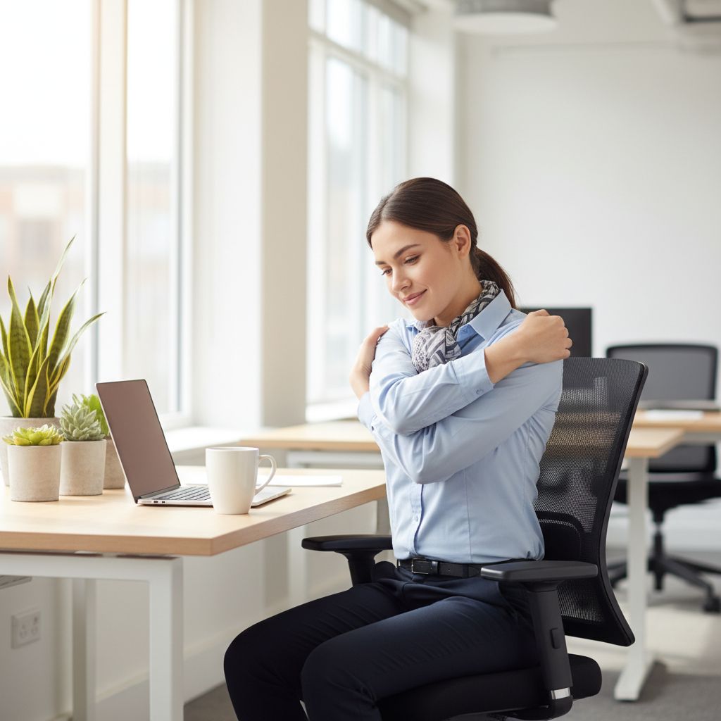 exercices au bureau : étirement simple assis sur une chaise de travail